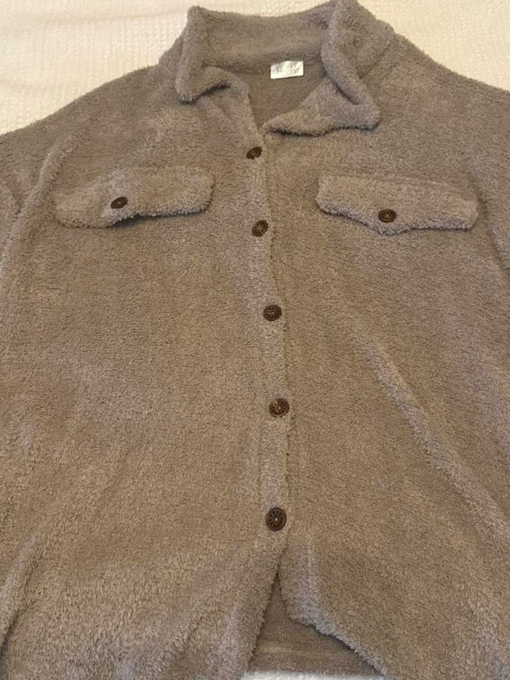 Teddy Button-Up Jacket in Taupe